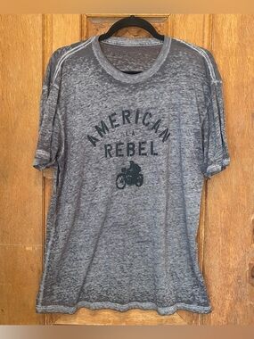 Kinetix American rebel tee shirt burnout gray black short sleeve motorcycle lrg